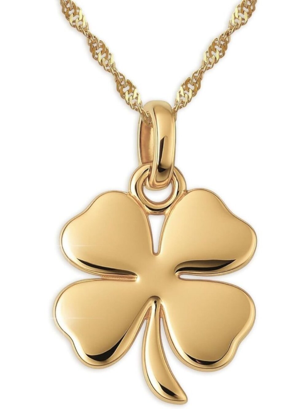 925 Sterling Silver Four Leaf Clover Necklace, Shamrock Pendant, 20" Chain